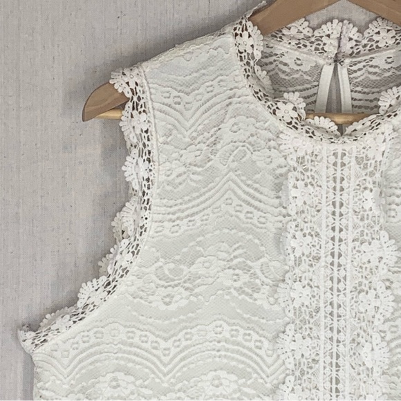 City Triangles~NWT~Sleeveless High Neck Ivory Lace‎ Mini Shift Dress~Sz 2XL - Picture 4 of 14